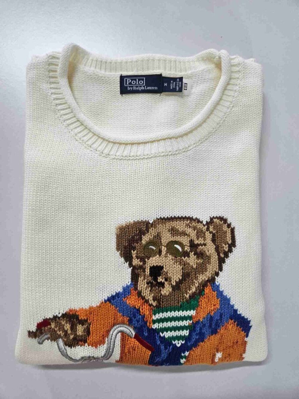 Polo Ralph Lauren Cream Bicycle Polo Bear Crewneck Knit Sweater - Picture 2 of 4